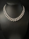 20MM Baguette Cuban Chain - White Gold
